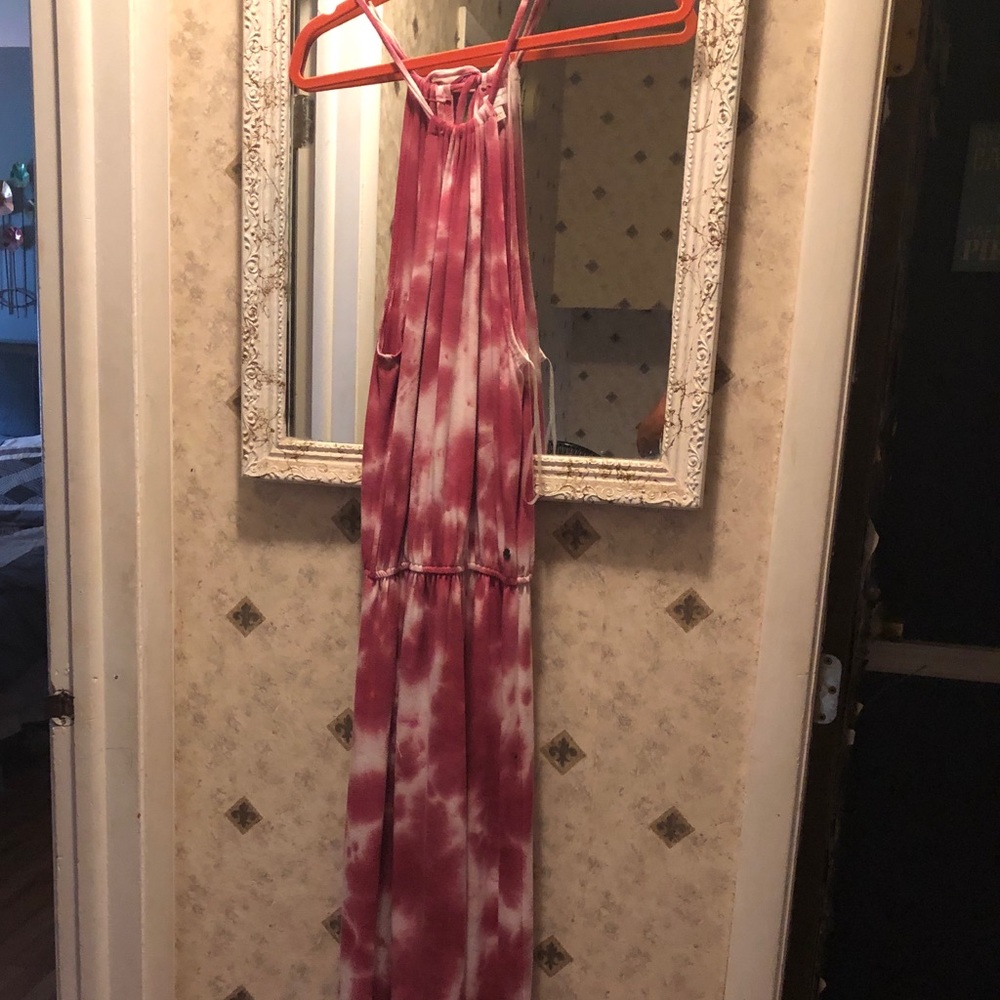 Pink and white tie-dye dress